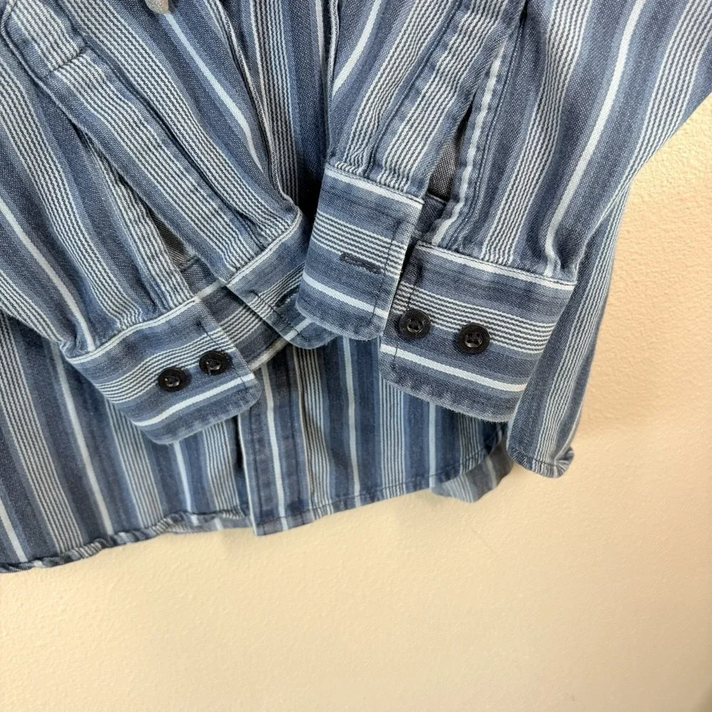 Pendleton Mens Sz L  Long‎ Sleeve Button Up Down Blue Striped Shirt 100% Cotton